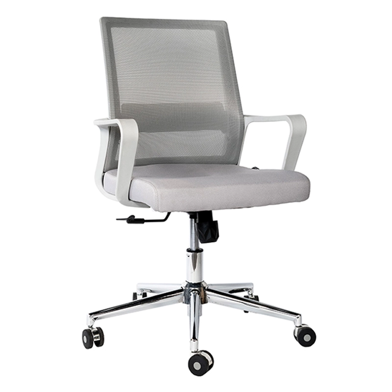 silla operativa barcelona gris con respaldo de malla y base cromada