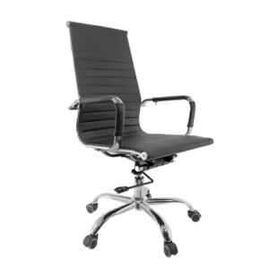 sillón ejecutivo cosmopolitan negro con respaldo alto y base cromada