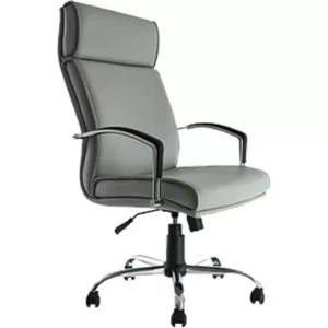 silla de dirección dh4 gris con respaldo alto y brazos fijos cromados
