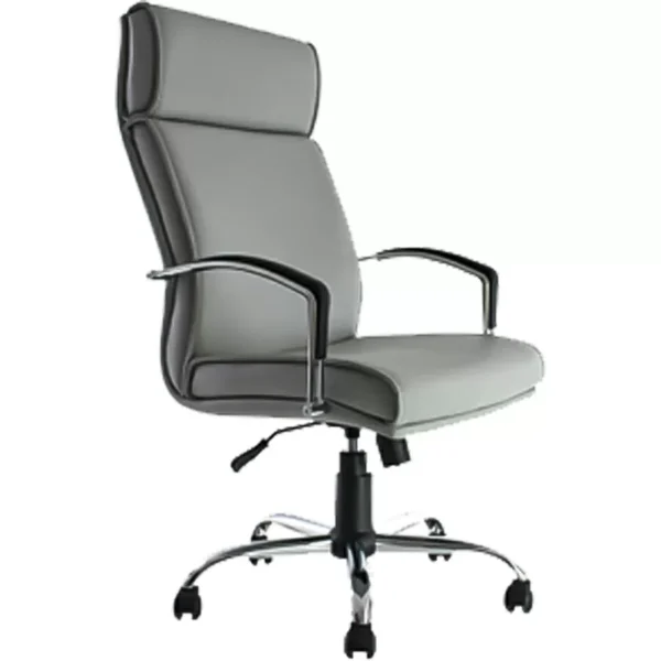 silla de dirección dh4 gris con respaldo alto y brazos fijos cromados
