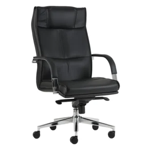 sillón de dirección d-h6 negro con respaldo alto y brazos metálicos