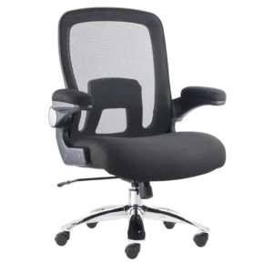 silla para oficina pesada enio xl negra con respaldo de malla y brazos abatibles