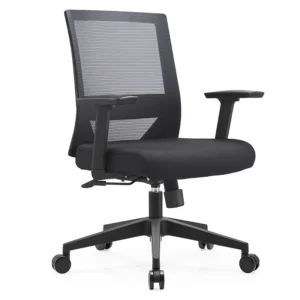 silla operativa expert con respaldo de malla, cabecera y base nylon negra
