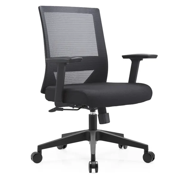 silla operativa expert con respaldo de malla, cabecera y base nylon negra