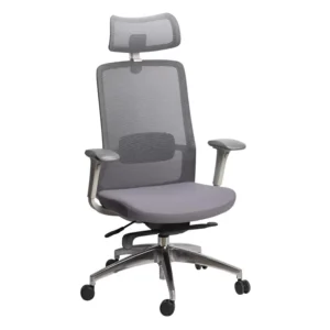 silla ejecutiva kepler g gris con respaldo de malla y cabecera ajustable