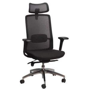 silla ejecutiva kepler n negra con respaldo de malla y cabecera ajustable