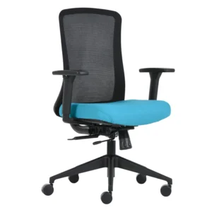 silla operativa luxor con respaldo malla y brazos 3d