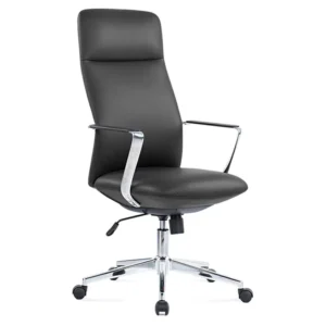 sillón de dirección suveren negro con respaldo medio y base cromada