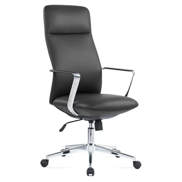 sillón de dirección suveren negro con respaldo medio y base cromada