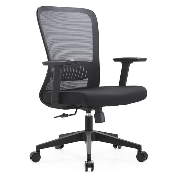 silla operativa omega sin cabecera con respaldo de malla y asiento negro