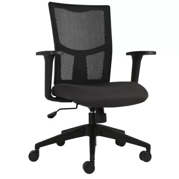 silla operativa op-h3 negra con respaldo de malla y base de nylon