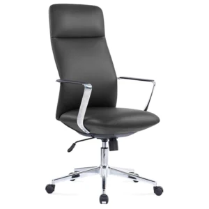 sillón de dirección suveren negro con respaldo medio y base cromada