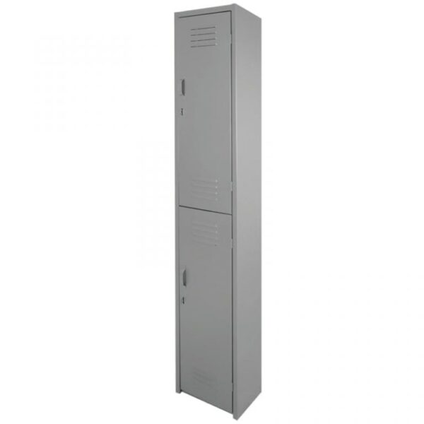 locker 2 puertas metálico gris vertical con diseño resistente para oficina o industria