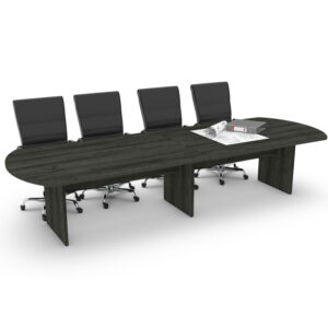 mesa para sala de juntas modelo alaska con sillas ejecutivas y acabado color olmo volga