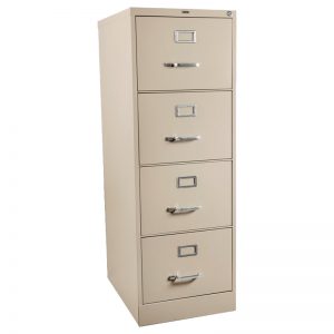 archivero metálico vertical de 4 gavetas color gris con cerradura