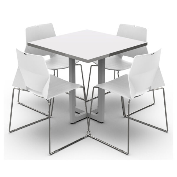 mesa para comedor Estonia estilo escandinavo con madera clara y patas metálicas
