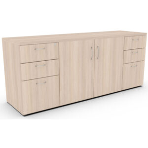 credenza mod. valencia en melamina con puertas, cajones y diseño ejecutivo