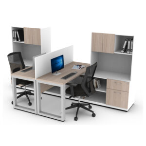 estación de trabajo mod navarra con credenza lateral y librero superior