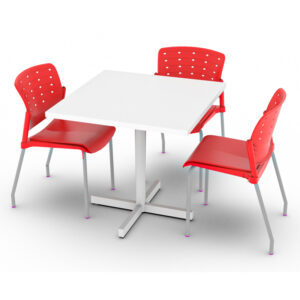 mesa para comedor BASIC rectangular blanca con estructura metálica negra
