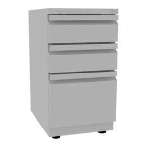 cajonera metálica gris con 2 cajones lápiz y 1 cajón archivo