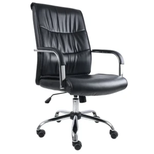 silla ejecutiva Atenea negra con respaldo alto y base cromada