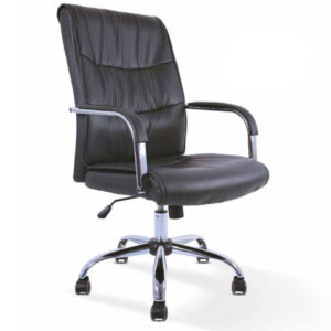 silla ejecutiva Atenea negra con respaldo alto y base cromada