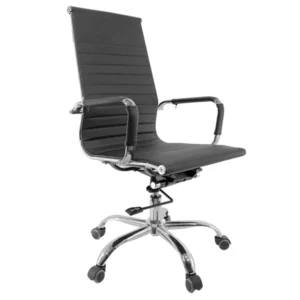 sillón dirección Cosmopolitan respaldo medio tapizado negro base cromada