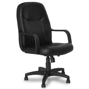 sillón ejecutivo gales tapizado en vinil negro con respaldo alto