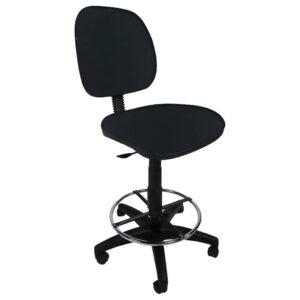 silla cajero IC‑F1 tapizada negra con anillo reposapiés y base giratoria