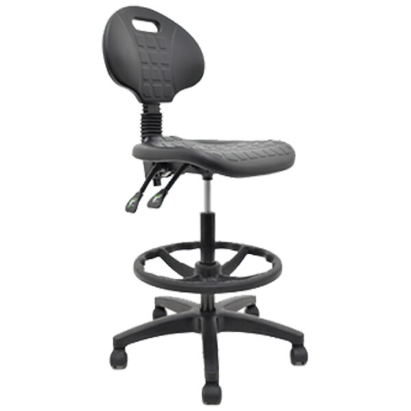 silla cajero industrial IC‑H1 asiento plástico regulable y anillo reposapiés