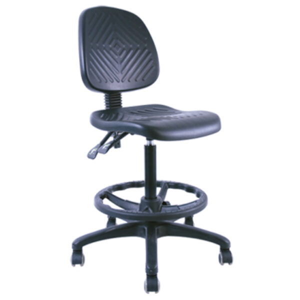 silla cajero industrial IC‑H3 asiento plástico ajustable y reposapiés metálico