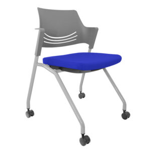 silla multiusos Mirai azul con ruedas y tapizado acolchado