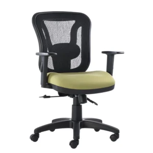 silla operativa OP‑H1 respaldo mesh negro brazos ajustables asiento tapizado