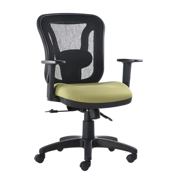 silla operativa OP‑H1 respaldo mesh negro brazos ajustables asiento tapizado
