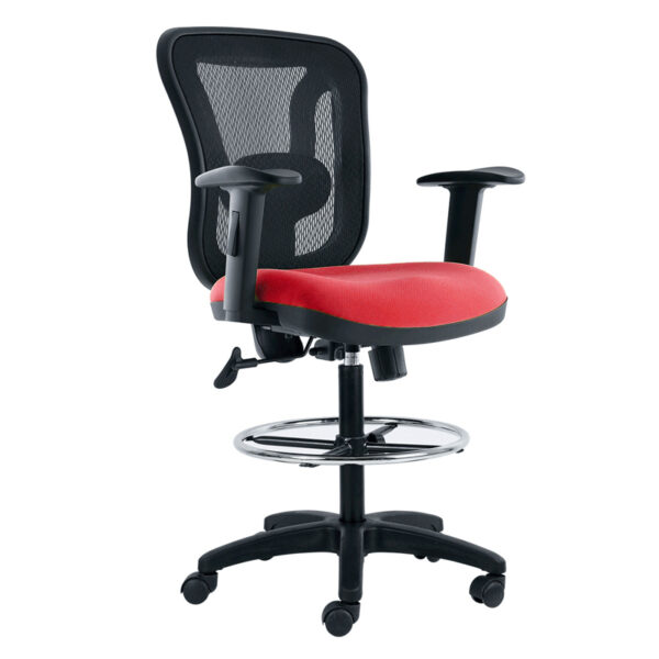 silla cajero OP‑H1 con respaldo mesh, asiento regulable y anillo reposapiés