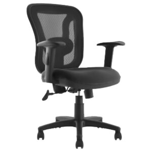 silla operativa OP‑H1 respaldo mesh negro brazos ajustables asiento tapizado
