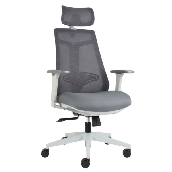silla ejecutiva tundra g con cabecera respaldo ventilado gris