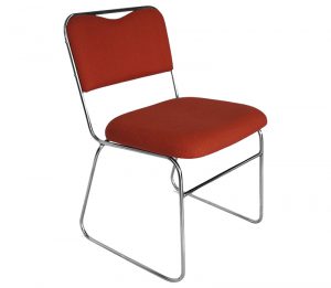 silla de visita V‑FS5 tapizada roja con estructura metálica