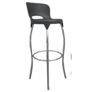 silla de visita V‑H11 banco con asiento plástico negro y base alta metálica