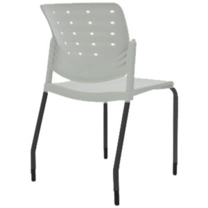 silla de visita V‑H3 tapizada en tela gris con base metálica fija