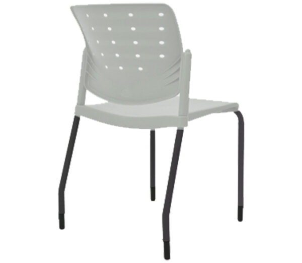 silla de visita V‑H3 tapizada en tela gris con base metálica fija
