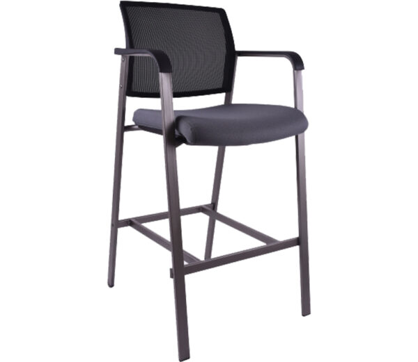 silla de visita V‑H8 banco tapizada gris con respaldo malla y estructura alta metálica